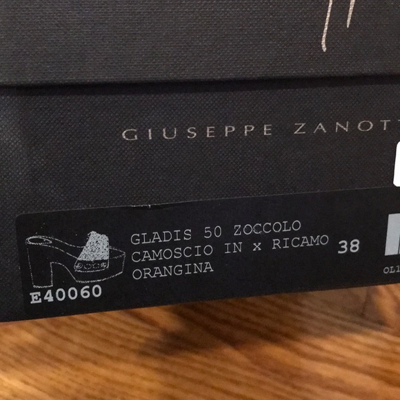 Giuseppe Zanotti Orange Sequin Block Heel Sandals - Picture 3 of 8